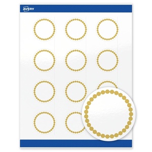 image:imageAvery Printable Round Labels Sure Feed Technology Gold Beads Design 2 Diameter Glossy White Permanent Adhesive LaserInkjet 120 Total Great for Product MerchandisingGold Beads