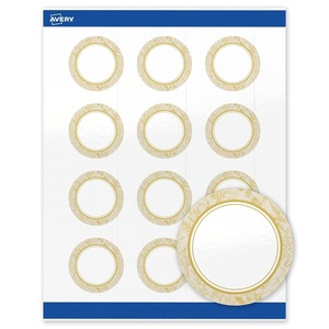 image:imageAvery Printable Round Labels Sure Feed Technology Gold Beads Design 2 Diameter Glossy White Permanent Adhesive LaserInkjet 120 Total Great for Product MerchandisingArched Metallic Gold Florals