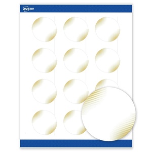 image:imageAvery Printable Round Labels Sure Feed Technology Gold Dots Edge Design 2 Diameter Matte White Permanent Labels LaserInkjet 120 Total Great for Product MerchandisingGold Blush