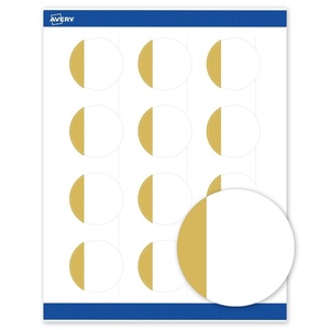 image:imageAvery Printable Round Labels Sure Feed Technology Gold Dots Edge Design 2 Diameter Matte White Permanent Labels LaserInkjet 120 Total Great for Product MerchandisingDipped Gold Edge