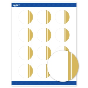 image:imageAvery Printable Round Labels Sure Feed Technology Gold Dots Edge Design 2 Diameter Matte White Permanent Labels LaserInkjet 120 Total Great for Product MerchandisingDouble Dipped Gold Edge