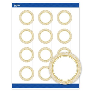 image:imageAvery Printable Round Labels Sure Feed Technology Gold Dots Edge Design 2 Diameter Matte White Permanent Labels LaserInkjet 120 Total Great for Product MerchandisingArched Metallic Gold Florals