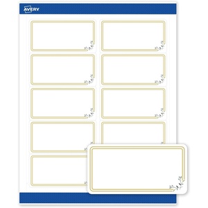 image:imageAvery Printable Shipping Labels 2 x 4 Matte White with Gold Dots Green Florals Design Permanent Adhesive Laser amp Inkjet Compatible 10 Total Great for Shipping Branding and WeddingsDouble Gold Border With Florals