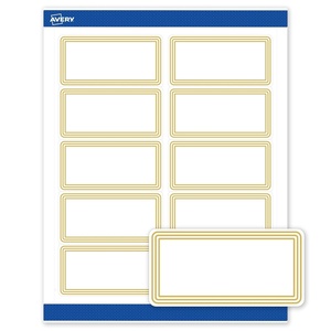 image:imageAvery Printable Shipping Labels 2 x 4 Matte White with Gold MultiLined Border Permanent Adhesive Laser amp Inkjet Compatible 10 Total Great for Shipping Branding and WeddingsMultilined Gold Border