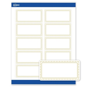 image:imageAvery Printable Shipping Labels 2 x 4 Matte White with Gold MultiLined Border Permanent Adhesive Laser amp Inkjet Compatible 10 Total Great for Shipping Branding and WeddingsGold Border With Gold Dots