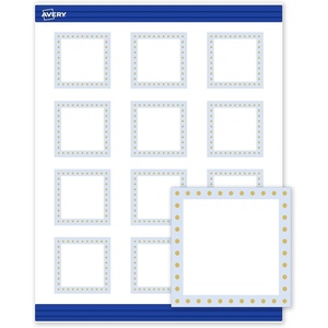image:imageAvery Printable Square Cards Gold Dots Green Florals 2 x 2 Matte White Square Cards LaserInkjet 120ct Great for Business PromotionBlue Border with Gold Dots