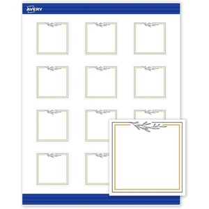image:imageAvery Printable Square Cards Gold Dots Green Florals 2 x 2 Matte White Square Cards LaserInkjet 120ct Great for Business PromotionGold  Navy Border with Florals