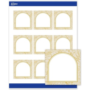 image:imageAvery Printable Square Cards Gold Edge Dots 25 x 25 Matte White Square Cards LaserInkjet 90ct Great for Business PromotionArched Metallic Gold Florals