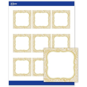 image:imageAvery Printable Square Cards Gold Edge Dots 25 x 25 Matte White Square Cards LaserInkjet 90ct Great for Business PromotionFlourished Metallic Gold Florals