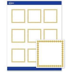image:imageAvery Printable Square Cards Gold Edge Dots 25 x 25 Matte White Square Cards LaserInkjet 90ct Great for Business PromotionGold Beads