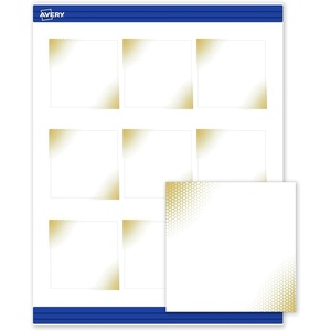 image:imageAvery Printable Square Cards Gold Edge Dots 25 x 25 Matte White Square Cards LaserInkjet 90ct Great for Business PromotionGold Blush