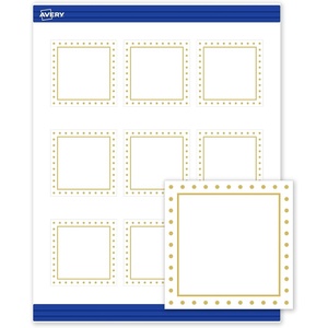 image:imageAvery Printable Square Cards Gold Edge Dots 25 x 25 Matte White Square Cards LaserInkjet 90ct Great for Business PromotionGold Border with Gold Dots