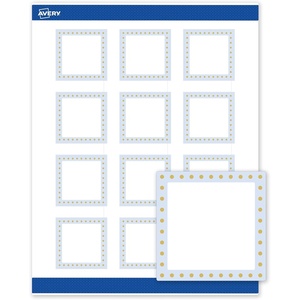 image:imageAvery Printable Square Labels Gold amp Navy Border Florals 2 x 2 Matte White Square Labels Permanent LaserInkjet 120ct Great for Product MerchandisingBlue Border With Gold Dots