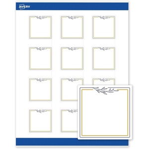 image:imageAvery Printable Square Labels Gold amp Navy Border Florals 2 x 2 Matte White Square Labels Permanent LaserInkjet 120ct Great for Product MerchandisingGold  Navy Border With Florals