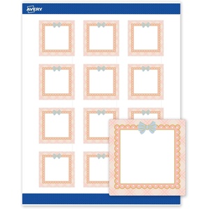 image:imageAvery Printable Square Labels Gold amp Navy Border Florals 2 x 2 Matte White Square Labels Permanent LaserInkjet 120ct Great for Product MerchandisingPink  Gold Scallop Frame W Bow