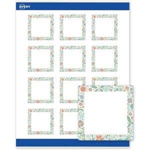 image:imageAvery Printable Square Labels Gold amp Navy Border Florals 2 x 2 Matte White Square Labels Permanent LaserInkjet 120ct Great for Product MerchandisingMint  Gold Floral Frame