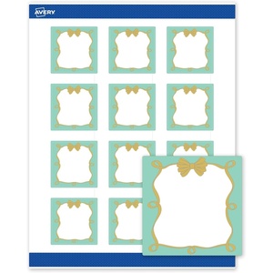 image:imageAvery Printable Square Labels Gold amp Navy Border Florals 2 x 2 Matte White Square Labels Permanent LaserInkjet 120ct Great for Product MerchandisingMint Border W Gold Bow