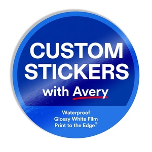 image:imageAvery Professionally Printed Custom Stickers 25 Round Personalized Stickers Waterproof Matte White Film Design Your Own Custom Decals Great for Branding Gifts and MoreGlossy White Film