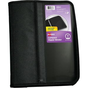 image:imageAvery Zipper 3 Ring Binder 1 Round Rings 175Sheet Capacity Black Durable Binder Organizer with Pocket for Extra Storage Great for Organizing Projects Assignments and More 26006Black