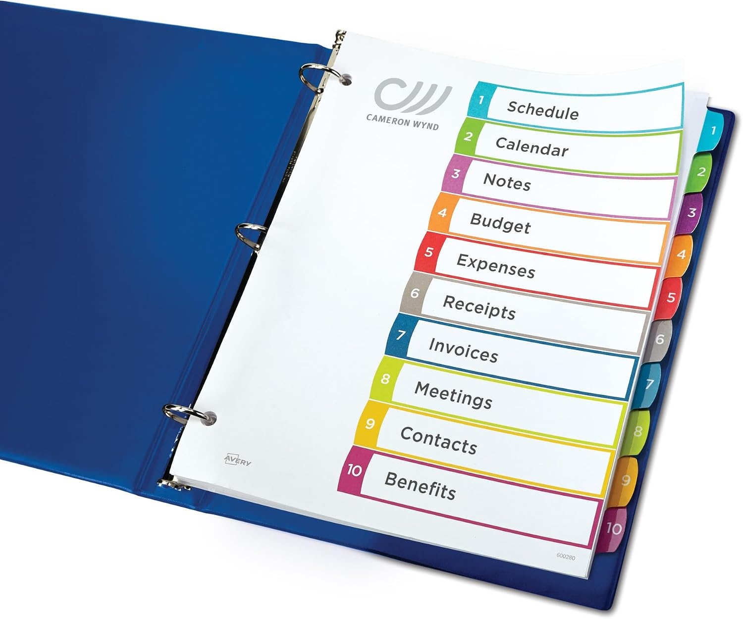 image:imageAvery Dividers for 3 Ring Binders 10 Tabs per Set Customizable Table of Contents Multicolor Arched Tabs Great for Organizing Reports Projects and More 1184210 Tab Pack of 2