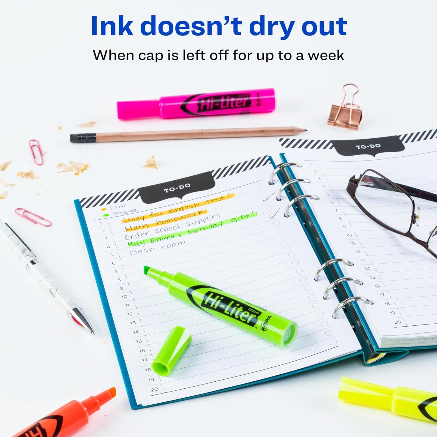 image:imageAvery HiLiter DeskStyle Highlighters Smear Safe Ink Chisel Tip 4 Assorted Color Highlighters 24063144 highlighters