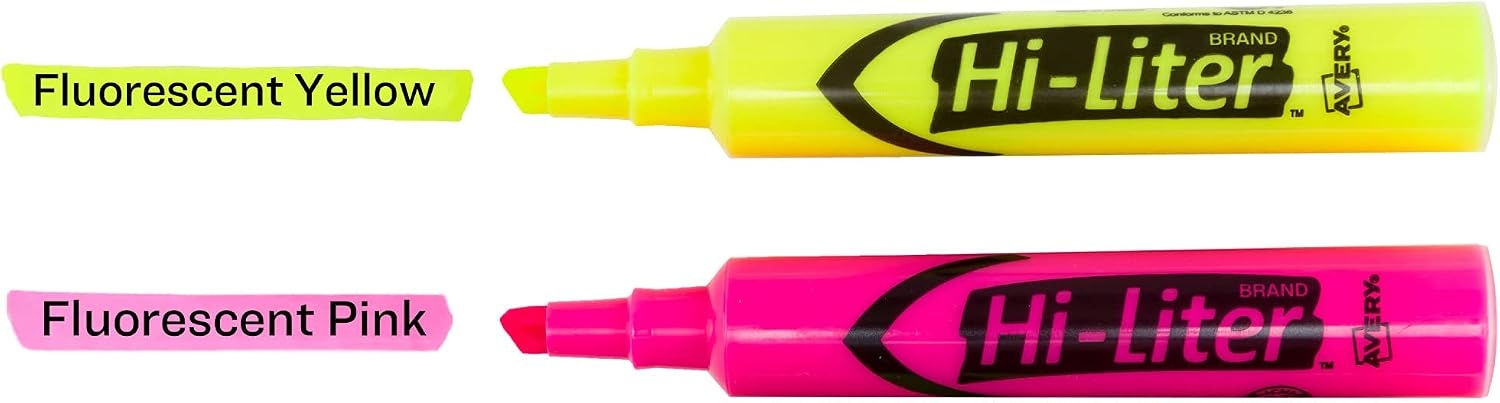 image:imageAvery HiLiter DeskStyle Highlighters Smear Safe Ink Chisel Tip 4 Assorted Color Highlighters 24063288 highlighters 12 packs