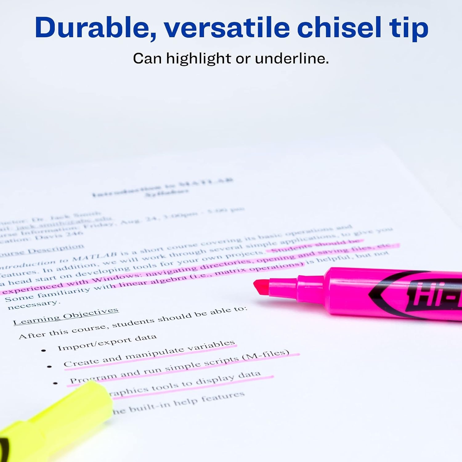 image:imageAvery HiLiter DeskStyle Highlighters Smear Safe Ink Chisel Tip 4 Assorted Color Highlighters 24063288 highlighters 12 packs