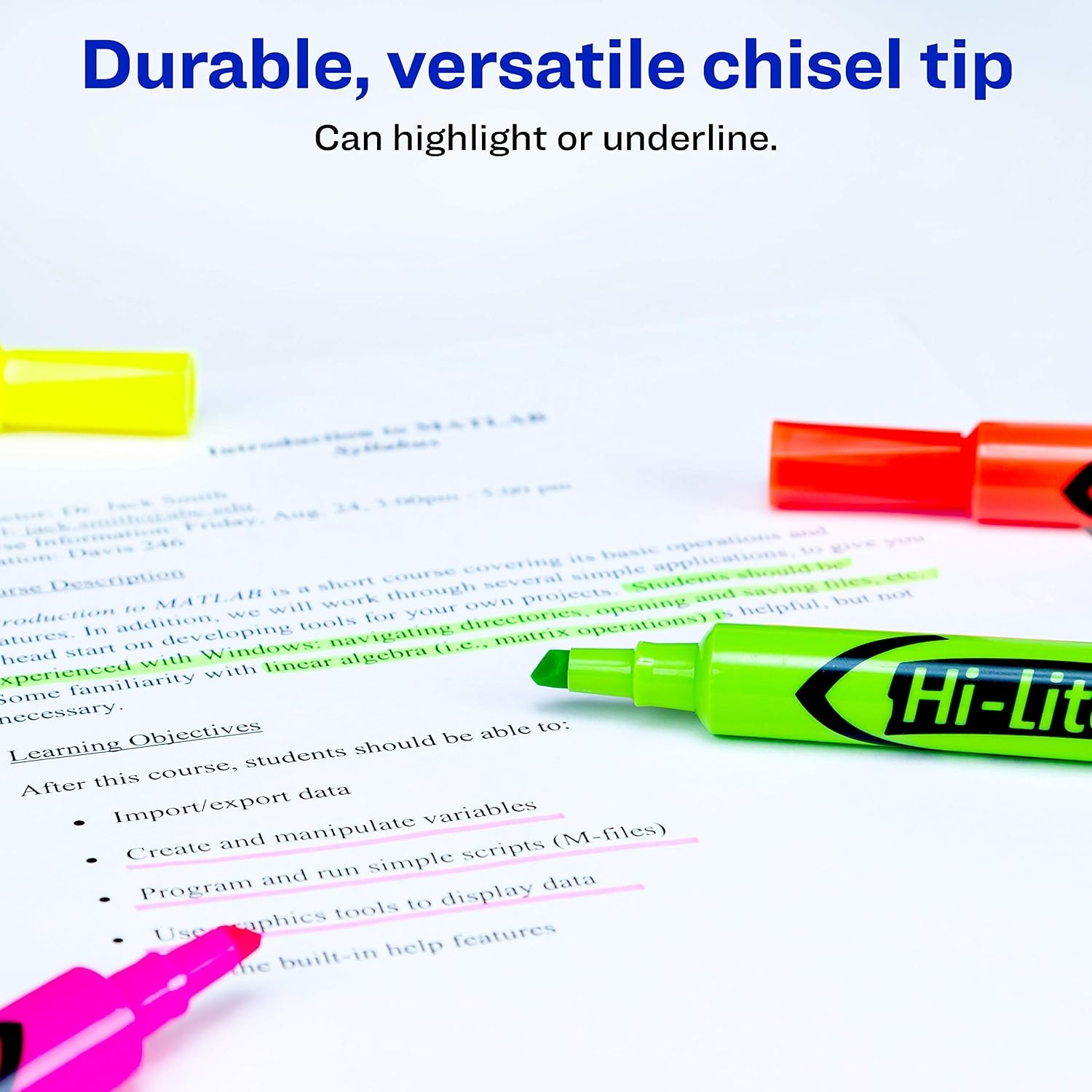 image:imageAvery HiLiter DeskStyle Highlighters Smear Safe Ink Chisel Tip 4 Assorted Color Highlighters 240634 highlighters Pack of 3