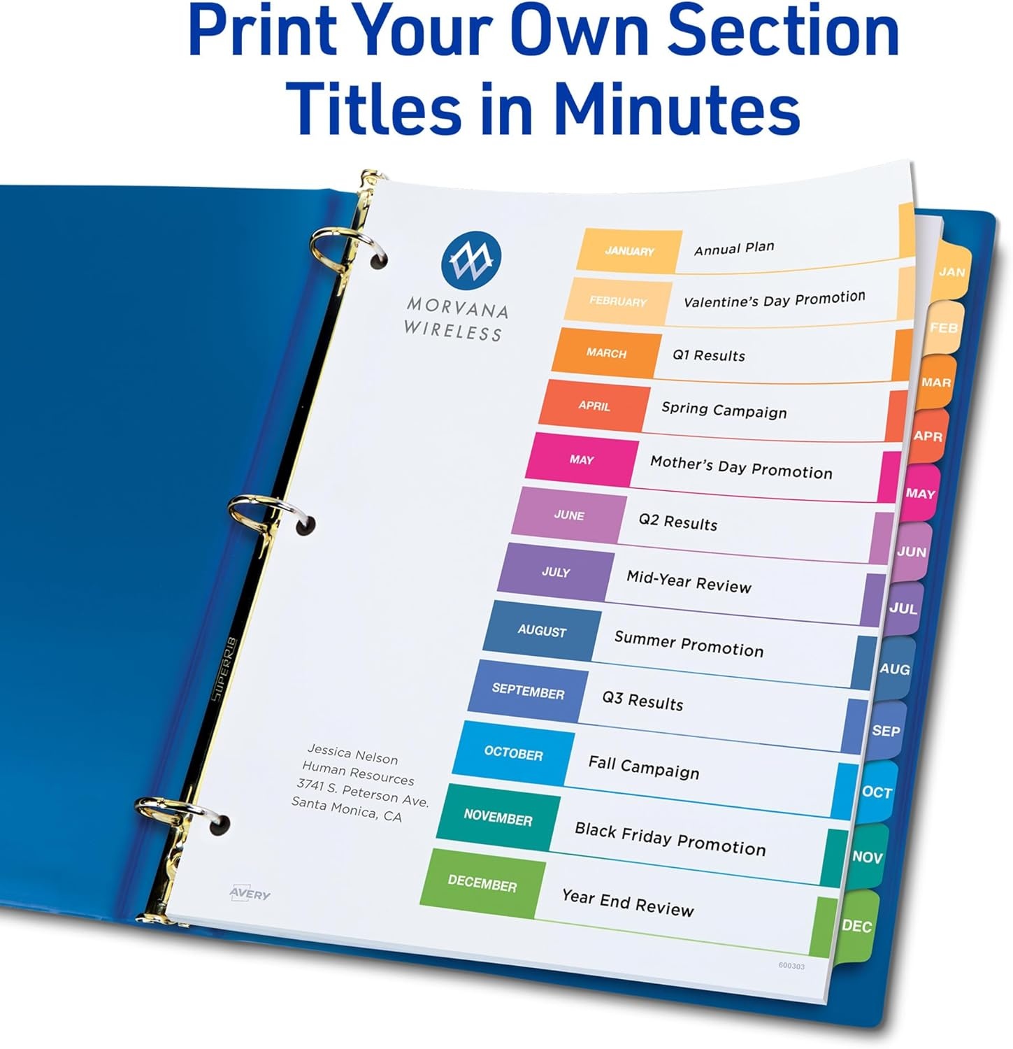 image:imageAvery JanDec Dividers for 3 Ring Binders 12 Tabs per Set Customizable Table of Contents Multicolor Tabs Great for Organizing Reports Projects and More 6 Sets of 118301Pack 3Sets