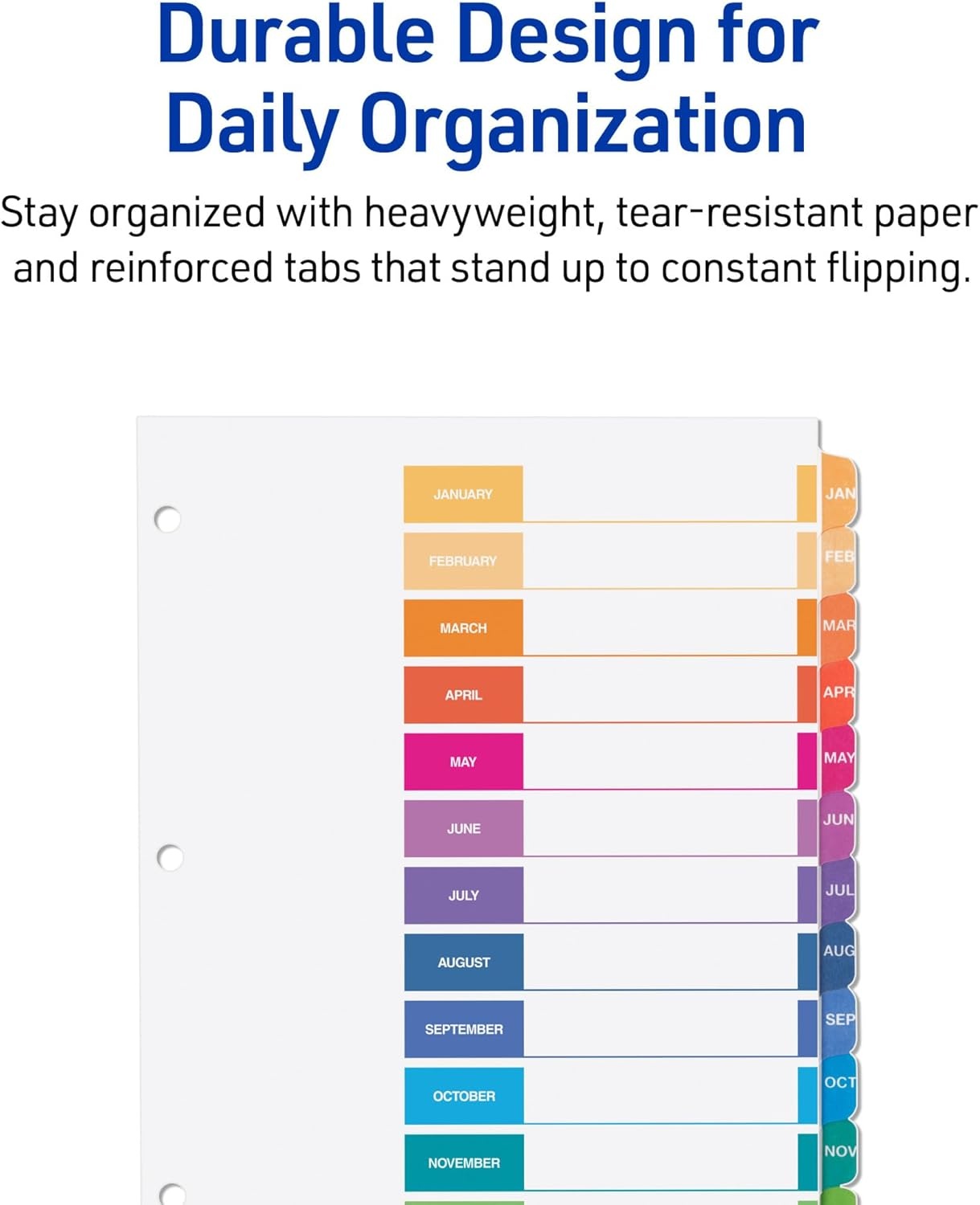 image:imageAvery JanDec Dividers for 3 Ring Binders 12 Tabs per Set Customizable Table of Contents Multicolor Tabs Great for Organizing Reports Projects and More 6 Sets of 118301Pack 3Sets