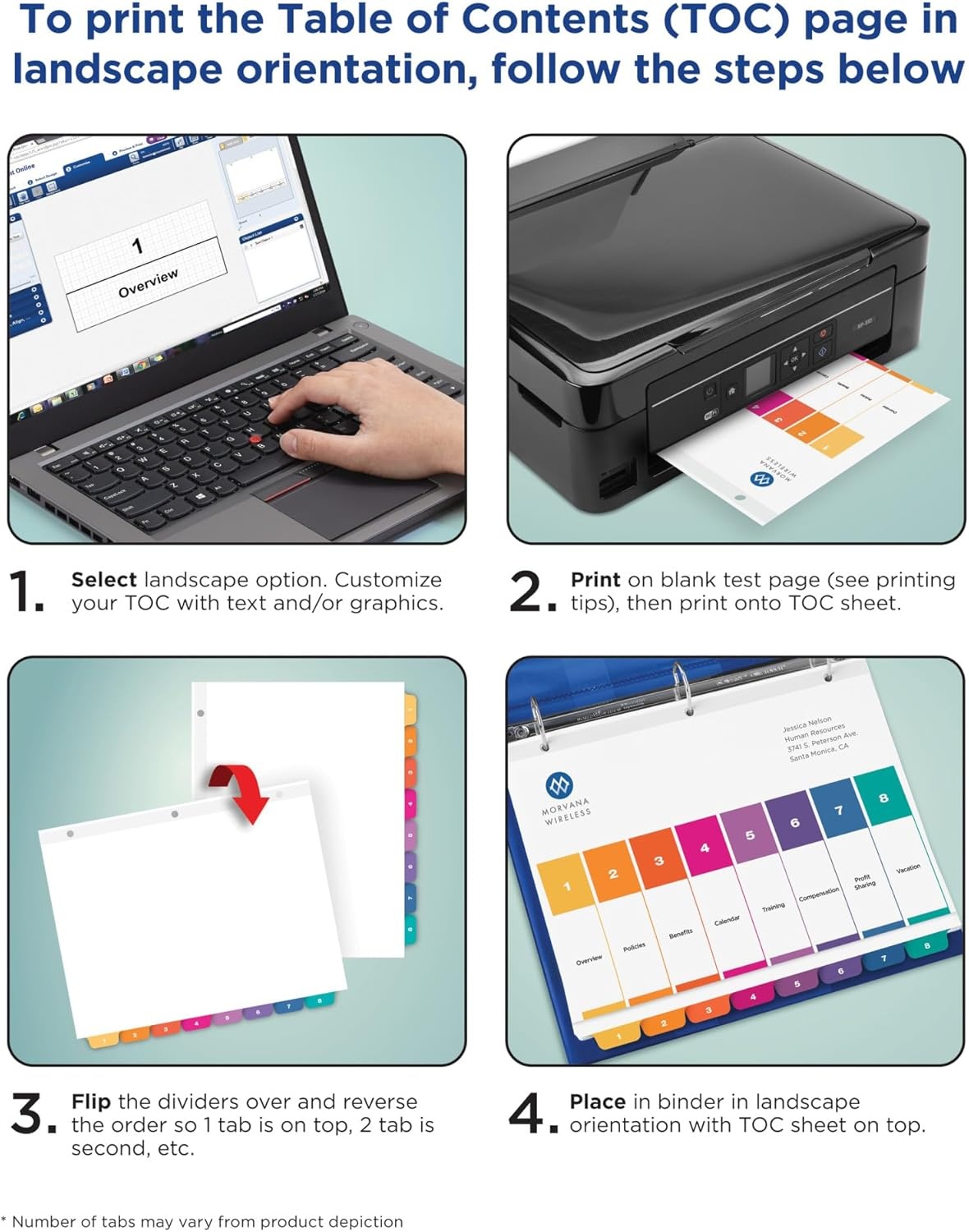 image:imageAvery JanDec Dividers for 3 Ring Binders 12 Tabs per Set Customizable Table of Contents Multicolor Tabs Great for Organizing Reports Projects and More 6 Sets of 118301 Ct Pack of 6