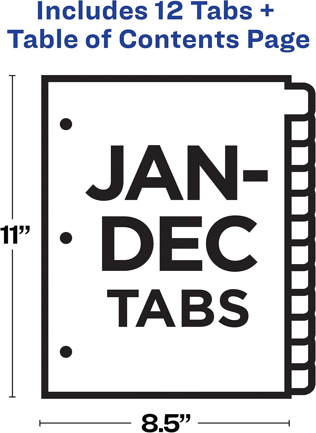 image:imageAvery JanDec Dividers for 3 Ring Binders 12 Tabs per Set Customizable Table of Contents Multicolor Tabs Great for Organizing Reports Projects and More 6 Sets of 118301pack