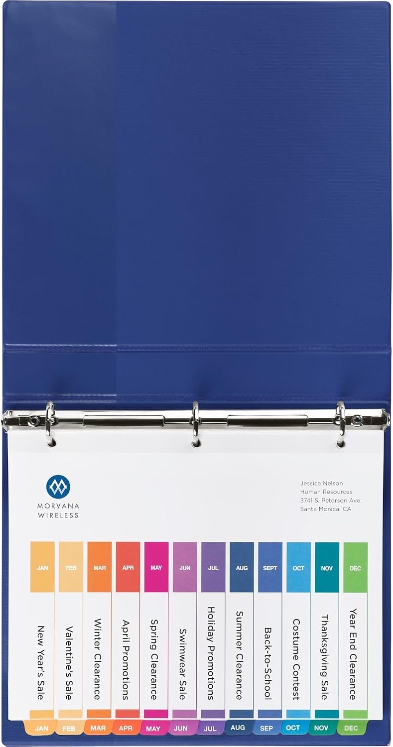 image:imageAvery JanDec Dividers for 3 Ring Binders 12 Tabs per Set Customizable Table of Contents Multicolor Tabs Great for Organizing Reports Projects and More 6 Sets of 118301 Ct Pack of 1