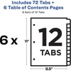 image:imageAvery 12 Tab Dividers for 3 Ring Binders Customizable Table of Contents Multicolor Tabs 6 Sets 1119612 tabs