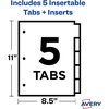 image:imageAvery Dividers for 3 Ring Binders 5Tab Plastic Binder Dividers Insertable Big Tabs Multicolor 1 Set 119005Tab