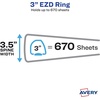 image:imageAvery Durable View 3 Ring Binder 112 Inch EZD Rings 1 White Binder 094013 Pack of 2