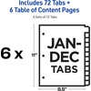 image:imageAvery JanDec Dividers for 3 Ring Binders 12 Tabs per Set Customizable Table of Contents Multicolor Tabs Great for Organizing Reports Projects and More 6 Sets of 118301 Ct Pack of 6