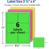 image:imageAvery Printable Labels with Sure Feed 313 x 4 Assorted Neon Colors Green Magenta and Yellow Removable Adhesive Laser amp Inkjet Compatible 72 Blank Labels Total 64823 13 x 4