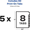 image:imageAvery Unpunched PrintOn Dividers White 8 Tabs 5 Sets 11553White