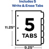image:imageAvery Write amp Erase Pocket Plastic Dividers for 3 Ring Binders 5 Tab Set Works with Sheet Protectors Multicolor 1 Set 161765 Count Pack of 1