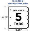 image:imageAvery Write amp Erase Pocket Plastic Dividers for 3 Ring Binders 5 Tab Set Works with Sheet Protectors Multicolor 1 Set 161765 Count Pack of 1