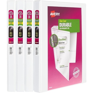 image:imageAvery 3 Ring Binder 3 Inch Slant Rings Durable View White Binder for Home Office or School Use 4 Pack 1703005