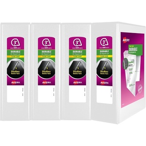 image:imageAvery 3 Ring Binder 3 Inch Slant Rings Durable View White Binder for Home Office or School Use 4 Pack 170303