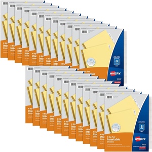 image:imageAvery Big Tab Insertable Dividers for 3 Ring Binders 8Tab Set Buff Paper Clear Tabs Binder Divider Value Pack of 11112 24 Sets Total 1111524 Packs