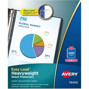 image:imageAvery Diamond Clear Heavyweight Sheet Protectors Easy Load 200 Document Protectors 74400200 Pack