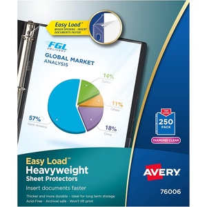 image:imageAvery Diamond Clear Heavyweight Sheet Protectors Easy Load 200 Document Protectors 74400250 Pack