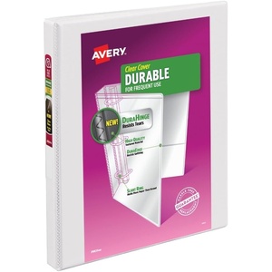 image:imageAvery Durable View 3 Ring Binder 05 Slant Rings 135Sheet Capacity 07 Inch Wide Spine Great for Home School Supplies Office or Organization Needs 1 White Binder 1700205