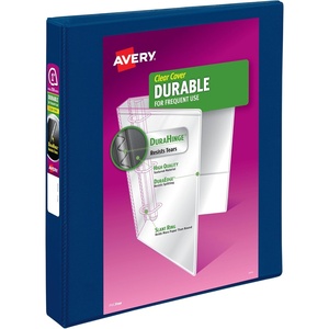image:imageAvery Durable View 3 Ring Binder 1 Inch Slant Rings 250Sheet Capacity DuraHinge 14 Inch Wide Spine Customizable Clear Covers and Spine 1 Dark Blue Binder 17014