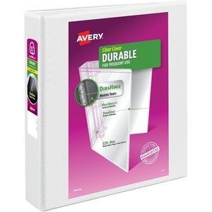 image:imageAvery Durable View 3 Ring Binder 112 Inch EZD Rings 1 White Binder 0940115 Pack of 12