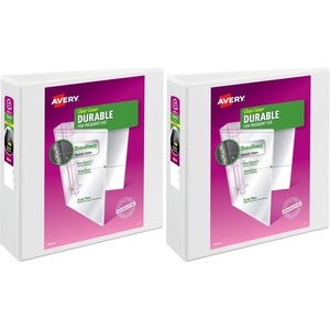 image:imageAvery Durable View 3 Ring Binder 112 Inch EZD Rings 1 White Binder 094013 Pack of 2